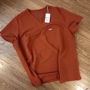 Figs Orange V-Neck Scrub Top